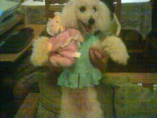 Aqui estoy luciendo el vestidito y la muñeca q me regalaron